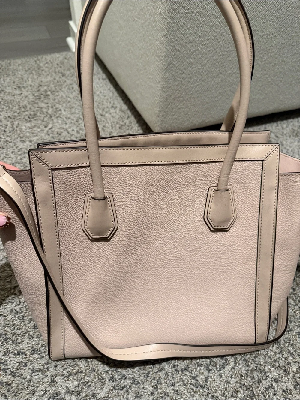 Michael Kors Pebbled Satchel in Blush Pink with Gold Hardware
